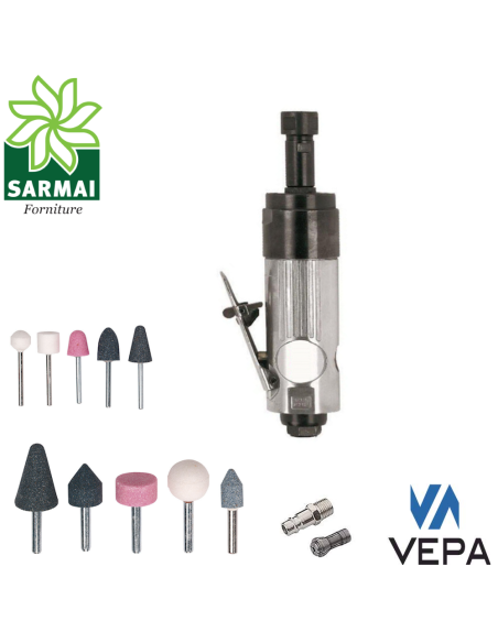 VEPA P125/1 Smeriglio semiprofessionale aria compressa 1/4 con assortimento mole