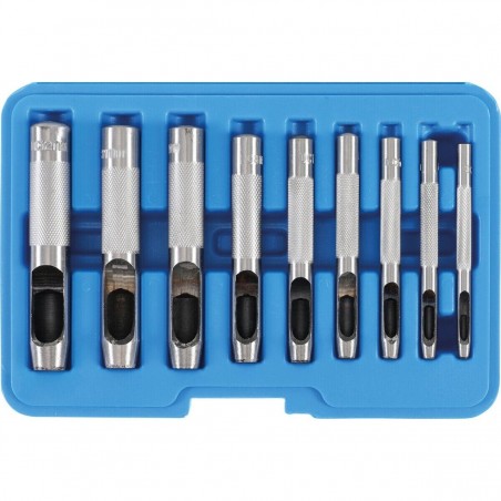 Set 9 fustelle 3 a 12mm punzoni per cuoio pelle in custodia BGS 565 Fermec