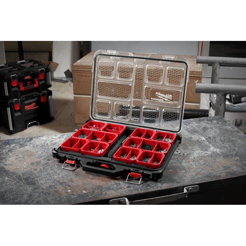 Milwaukee 4932471064 packout valigetta Organiser slim con contenitori rimovibili
