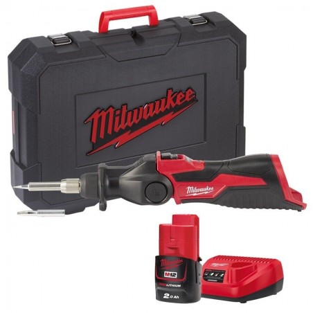 MILWAUKEE M12SI-201C SALDATORE COMPATTO CON TESTA ORIENTABILE 2 AH 400 GRADI
