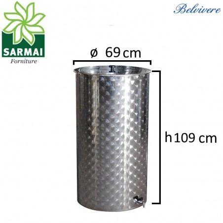 BOTTE PER VINO OLIO CONTENITORE PER ALIMENTI IN ACCIAIO INOX 18/10 BELVIVERE