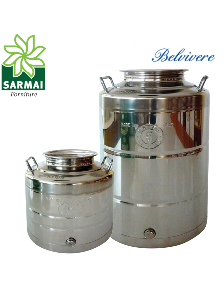 Fusto contenitore bidone con tappo per alimenti In acciaio inox 18/10 (AISI 304)