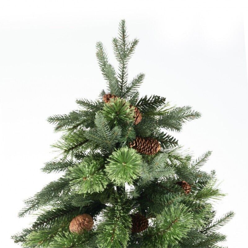 Albero di Natale folto ARTIFICIALE REALISTICO NIXON conifere con pigne in PE PVC