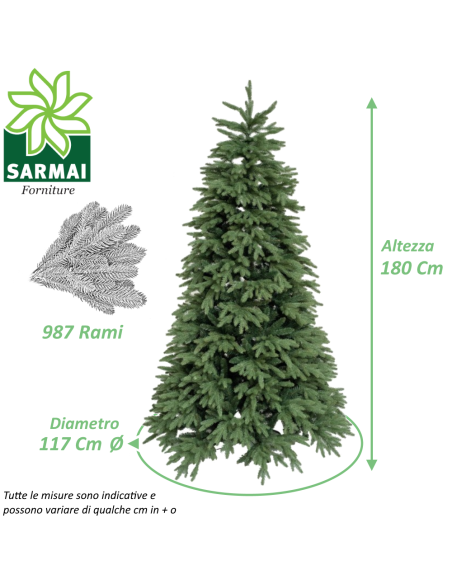 Albero di Natale ARTIFICIALE JOHNNY folto super realistico al tatto BUD