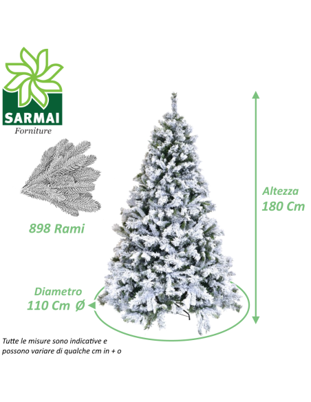 Albero di Natale REALISTICO DENZEL INNEVATO SUPER FOLTO PVC 180 210 240 270 BUD