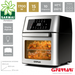 G3Ferrari G10182 Forno Air Fryer Friggitrice ad Aria Friggisano Evo 15L