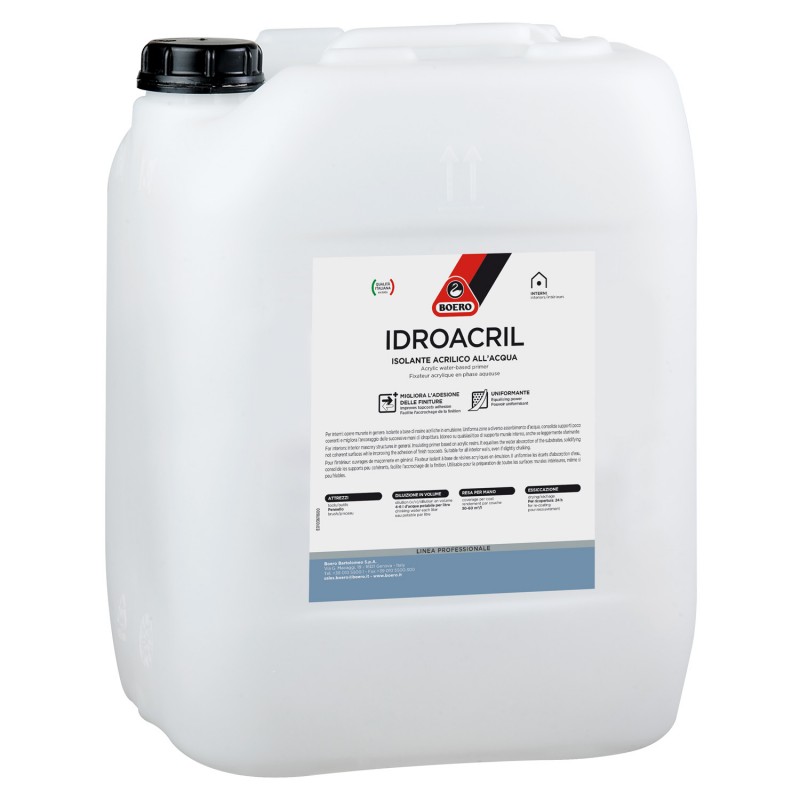 BOERO IDROACRIL ISOLANTE ACRILICO ALL'ACQUA ADESIONE UNIFORMANTE 5 Litri