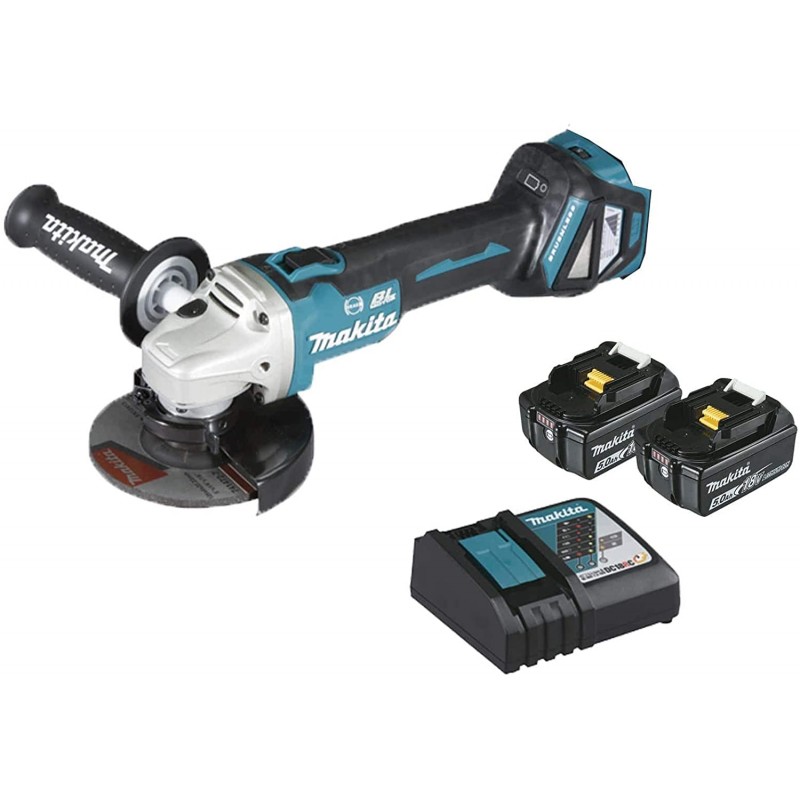 MAKITA DGA513RTJ SMERIGLIATRICE ANGOLARE 18V 125MM 2 BATTERIE 5 Ah IN VALIGETTA