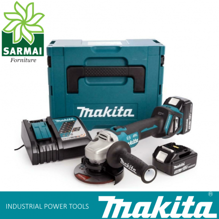 MAKITA DGA513RTJ SMERIGLIATRICE ANGOLARE 18V 125MM 2 BATTERIE 5 Ah IN VALIGETTA