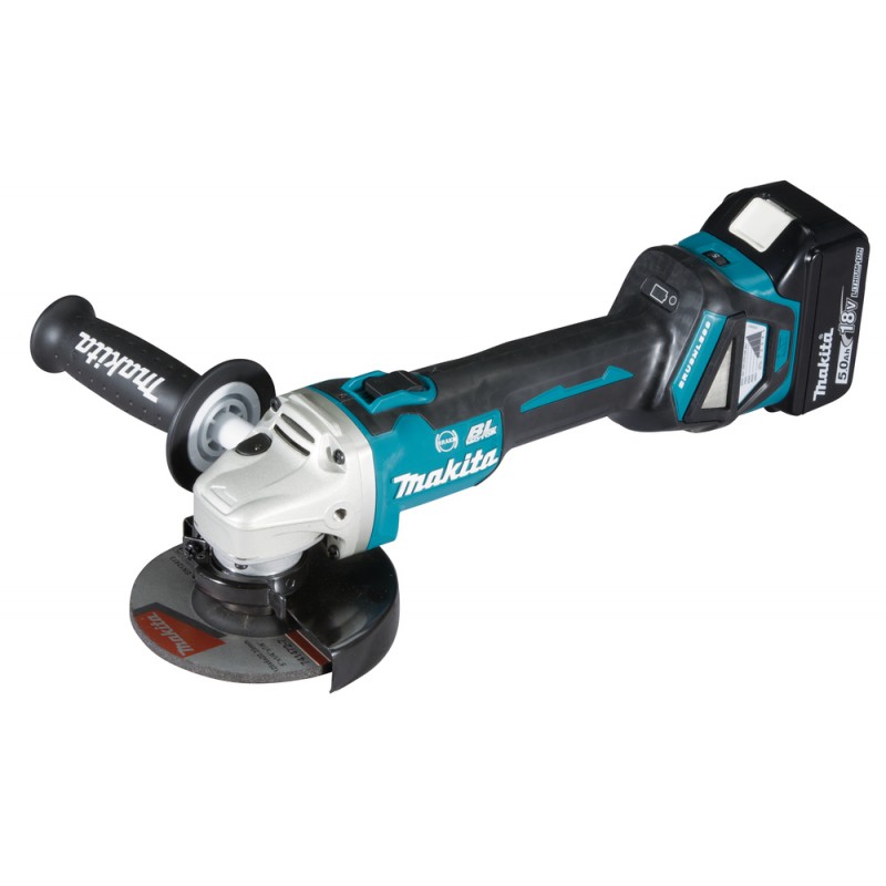 MAKITA DGA513RTJ SMERIGLIATRICE ANGOLARE 18V 125MM 2 BATTERIE 5 Ah IN VALIGETTA