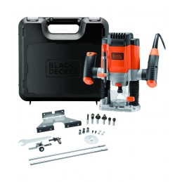 Black+Decker KW1200EKA Fresatrice verticale 1200 W con accessori frese per legno