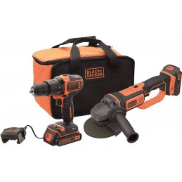 Black&Decker Kit Trapano avvitatore percussione 18V con Smerigliatrice a batteria