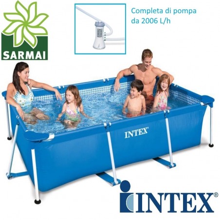 Piscina rettangolare fuori terra INTEX 28272 Frame 300 x 200 H 75 cm con pompa 2006 lt/h