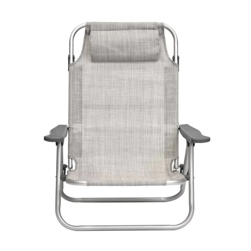 COPPIA XONE SEDIA MARE SPIAGGINA PRO IN ALLUMINIO TELO TEXILENE COLORE GRIGIO