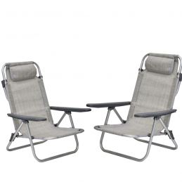 COPPIA XONE SEDIA MARE SPIAGGINA PRO IN ALLUMINIO TELO TEXILENE COLORE GRIGIO