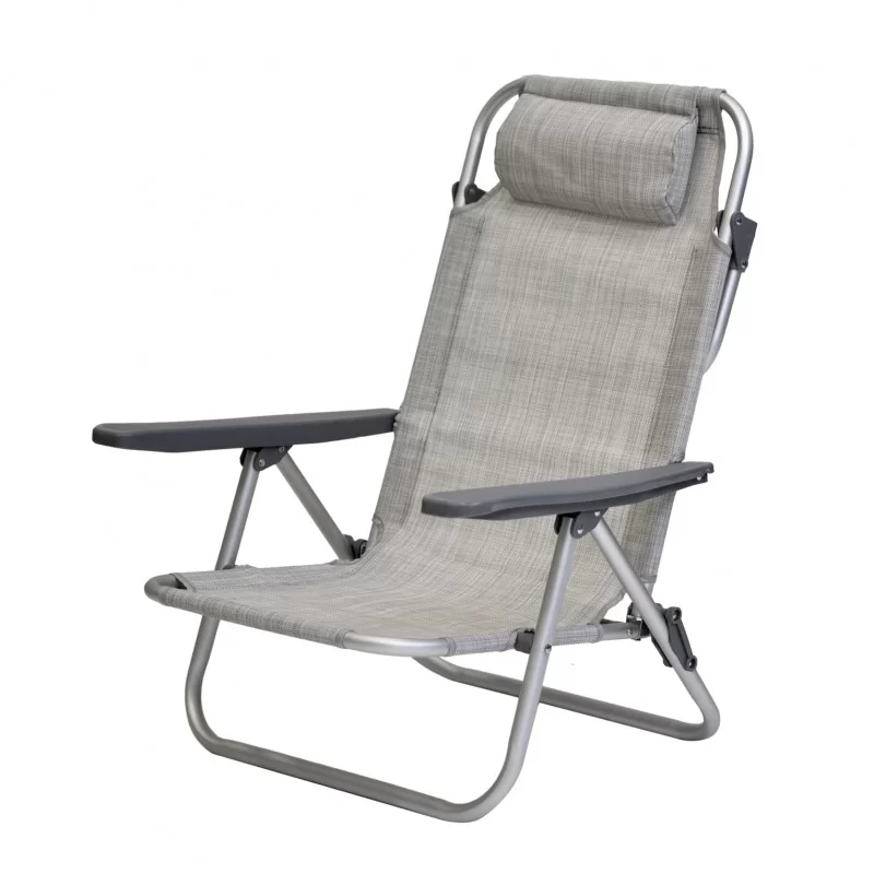 COPPIA XONE SEDIA MARE SPIAGGINA PRO IN ALLUMINIO TELO TEXILENE COLORE GRIGIO