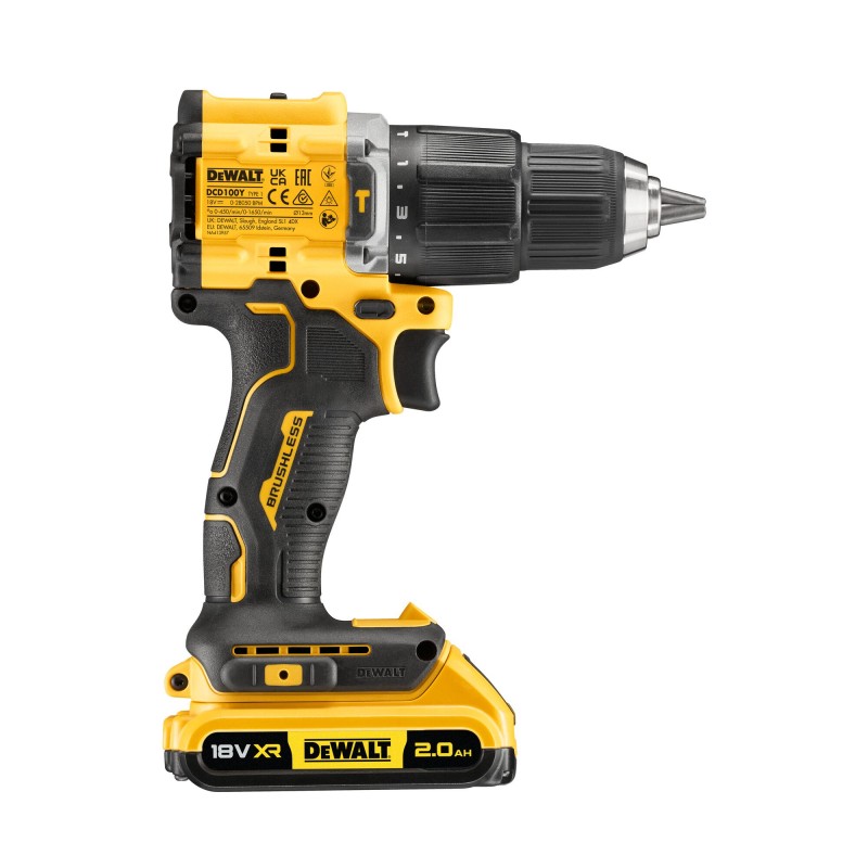 DEWALT DCD100YD2T-QW TRAPANO AVVITATORE A BATTERIA 18V CON 2 BATTERIE