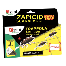 ZAPICID SCARAFAGGI TRAPPOLA ADESIVA INSETTICIDA PRONTA ALL'USO ASTUCCIO DA 3pz