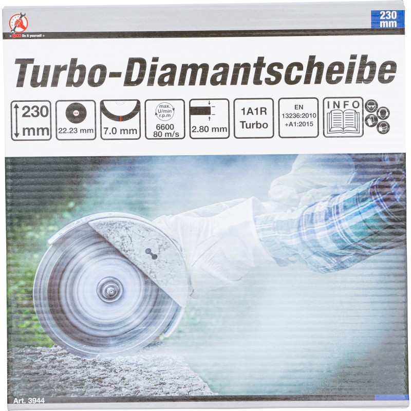 BGS 3944 Disco da taglio diamantato turbo da 230 mm per materiali edili