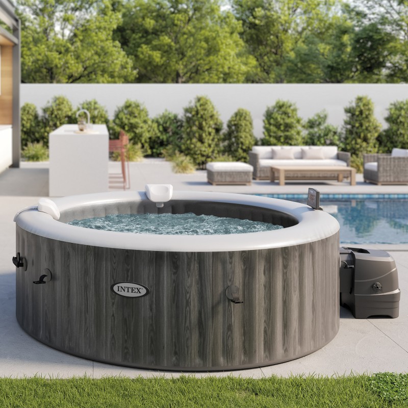 INTEX 28442EX Spa Idromassaggio Greywood Deluxe 6 posti effetto legno Ø 216 cm