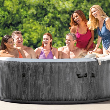 INTEX 28440EX Spa Idromassaggio Greywood Deluxe 4 posti effetto legno Ø 196 cm
