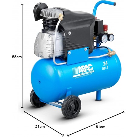 Abac Pole Position L20 Compressore Professionale con 2 ruote 24 Litri 2 hp