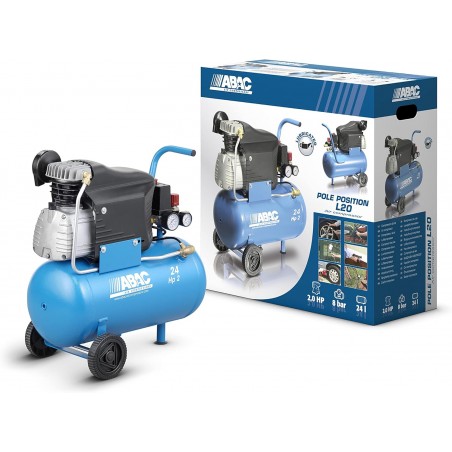 Abac Pole Position L20 Compressore Professionale con 2 ruote 24 Litri 2 hp