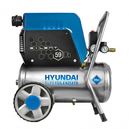 HYUNDAI compressore supersilenziato silenzioso 24 lt a secco autolubrificato