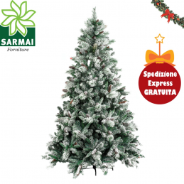 XONE Albero di Natale artificiale GARDENA innevato folto rami ombrello con pigne
