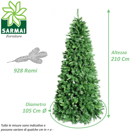 Albero di Natale ARTIFICIALE REALISTICO ROYAL SLIM folto PVC verde bicolore