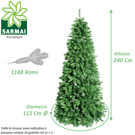 Albero di Natale ARTIFICIALE REALISTICO ROYAL SLIM folto PVC verde bicolore