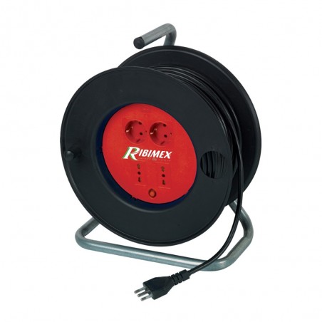 Ribimex PRMAJORIV403X15 Avvolgicavo elettrico 4 prese 40m 3x1,5 base in metallo