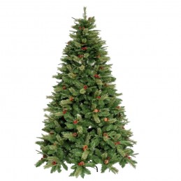 BUD Albero di Natale folto ARTIFICIALE REALISTICO TRUMAN con pigne bacche PE+PVC+PP