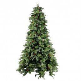 Albero di Natale folto ARTIFICIALE REALISTICO NIXON conifere con pigne in PE PVC