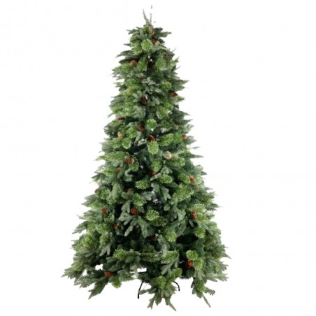 Albero di Natale folto ARTIFICIALE REALISTICO NIXON conifere con pigne in PE PVC