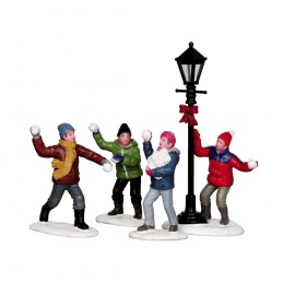 Lemax rappresentazione Battaglia di Palle di Neve Snowball Fight! set di 4 pezzi