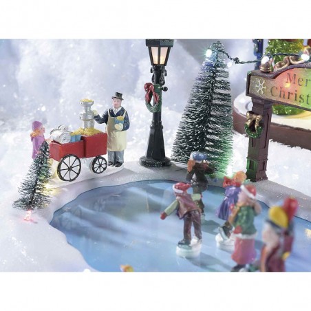 Paesaggio Pista di pattinaggio con movimento luci multicolore e musica