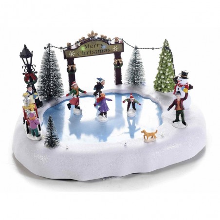 Paesaggio Pista di pattinaggio con movimento luci multicolore e musica