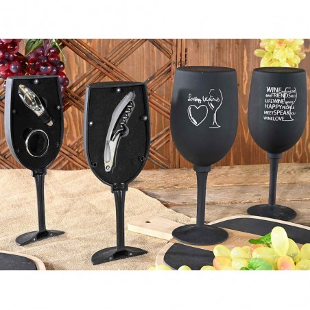 Idea regalo kit 3 pz da sommelier per vino con custodia a forma di Calice