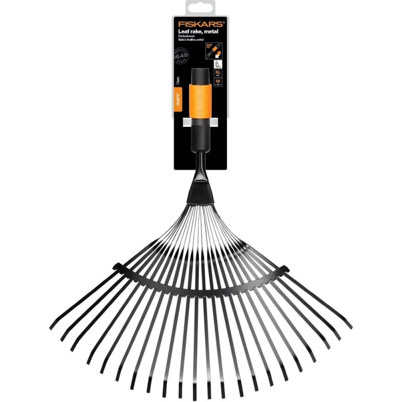 Fiskars 1000644 scopa per foglie rastrello denti flessibili per manico Quikfit