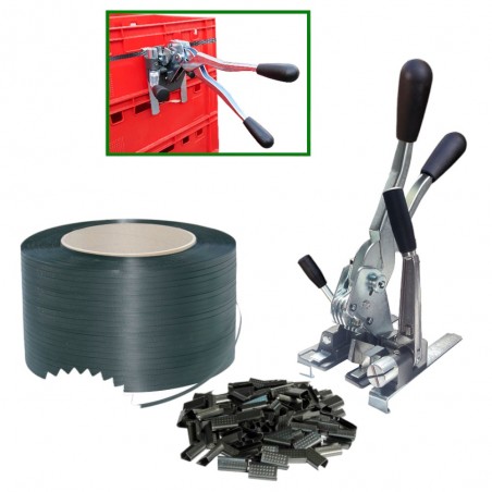 KIT REGGITURA ROTOLO REGGIA 12mm 900m TENDIREGGIA CON STAFFE +SIGILLI