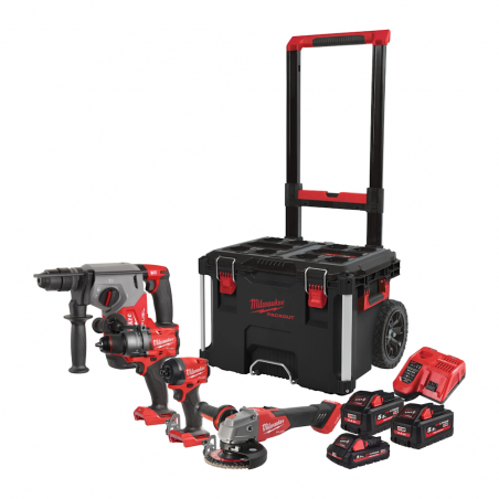 MILWAUKEE M18 FPP4E-555T Kit 18V Trapano con percussione + Tassellatore + Smerigliatrice + Avvitatore