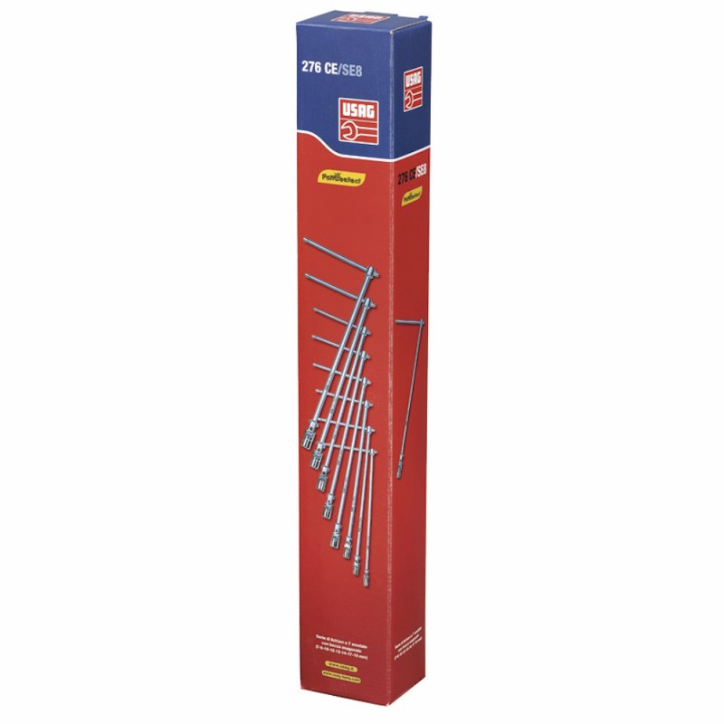 SERIE DI 8 CHIAVI A T SNODATE CON BOCCA ESAGONALE USAG 276 CE/SE8