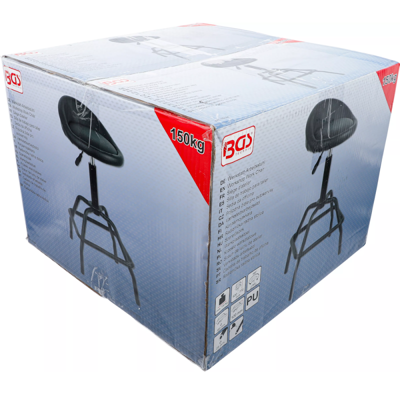 BGS BGS70144 Sgabello da Officina Regolabile Comfort e Altezza Personalizzabile