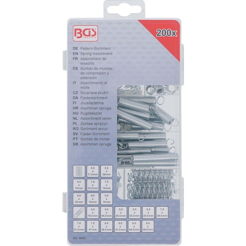 BGS 8047 Assortimento Molle Set 200 Molle di Trazione e Compressione