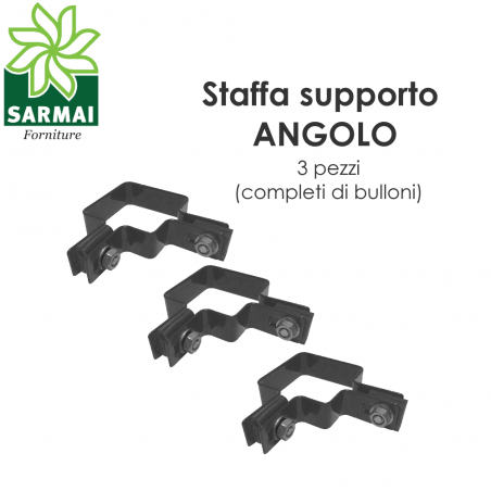 Staffa in metallo antracite per palo quadro 60x60 mm recinzione pannelli rigidi
