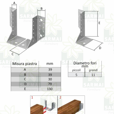 STAFFA SUPPORTO SCARPA TRAVE IN LEGNO LAMELLARE ALI ESTERNE