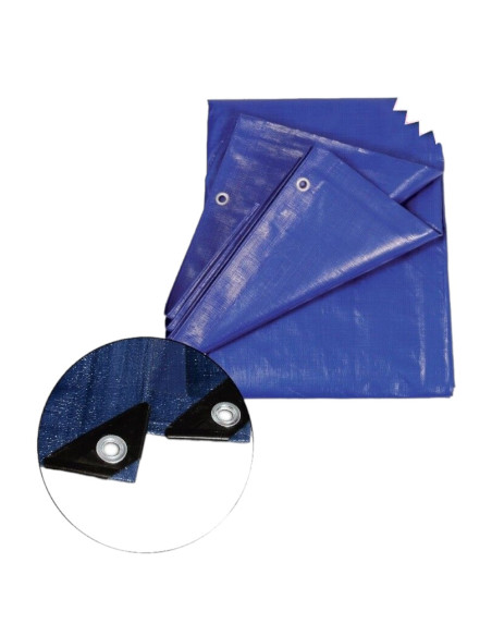 TELO TELONE OCCHIELLATO IMPERMEABILE ANGOLI RINFORZATI BLU 90 gr/m²