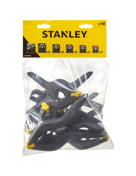 Stanley STHT0-83094 Confezione 16 Morsetti A Molla Giallo Nero