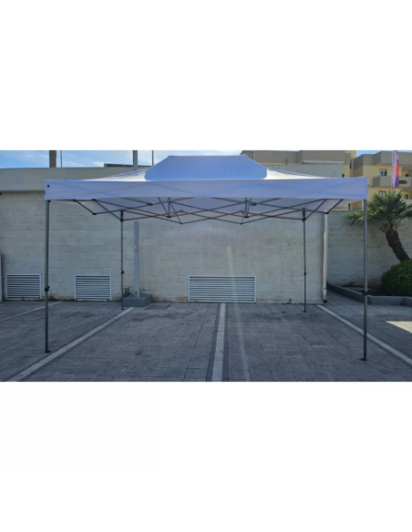 XONE Gazebo richiudibile Levante 3 x 4,5m Bianco Altezza regolabile